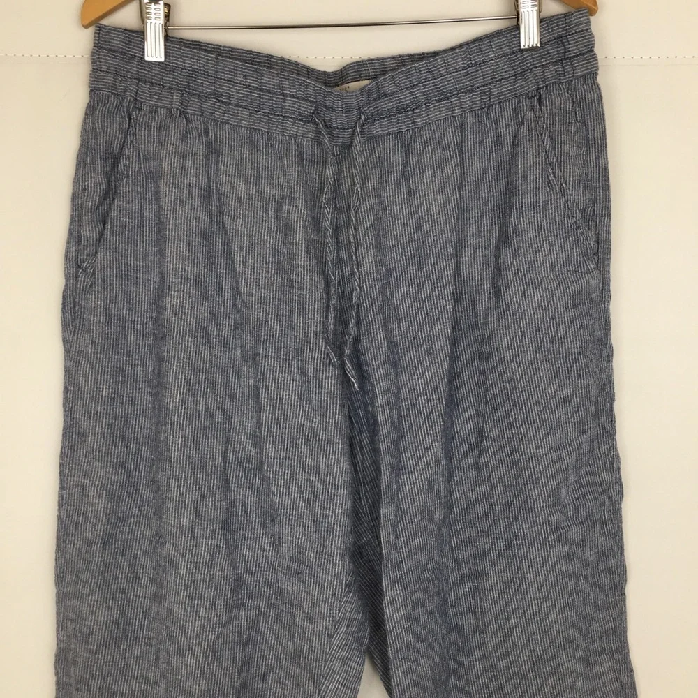 H&M LOGG Women’s Striped Linen Blend Comfy Casual Pant/Trouser Size 14 Coastal